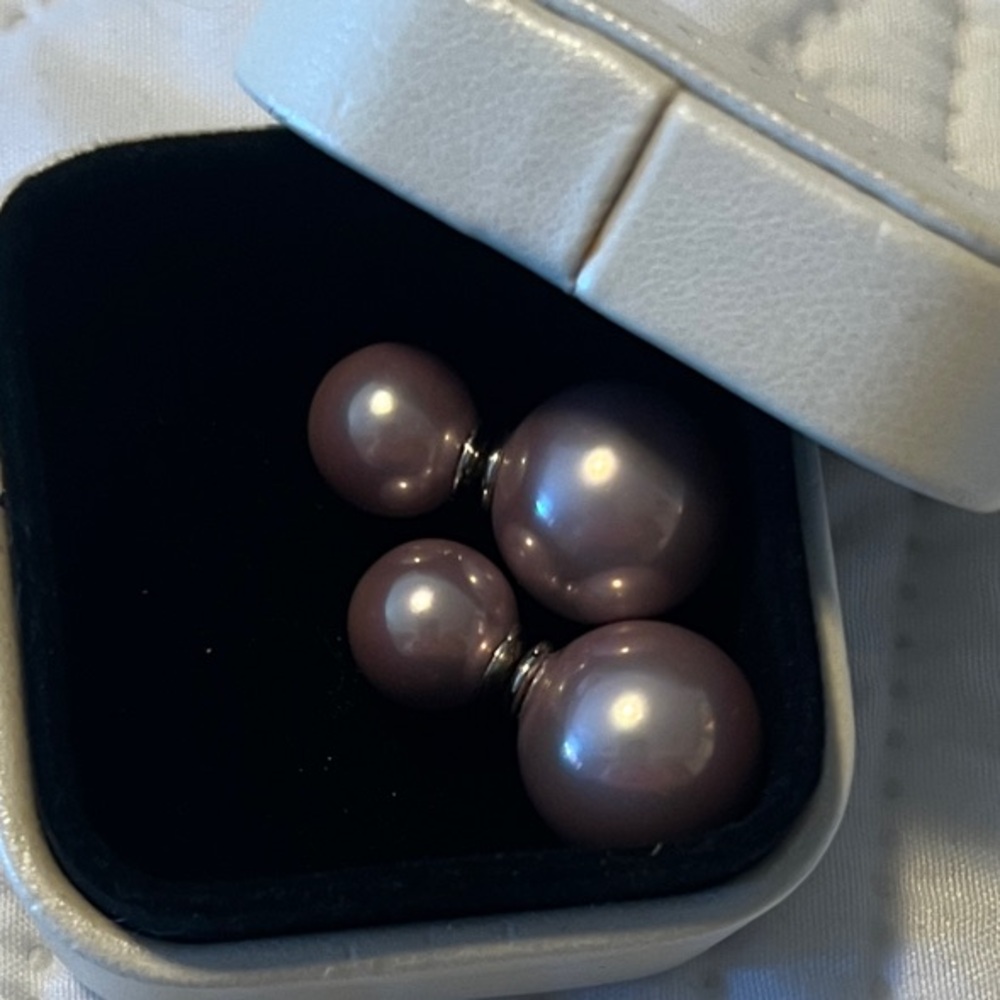 Elegant Purple Faux Pearl Earrings
